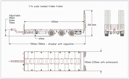 Preview: FM Schwerlast Auflieger mit Rampen 1:14